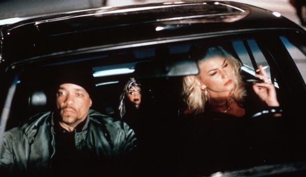 Ice-T and Drea De Matteo brood in a car in this shot from Abel Ferrara's 2001 movie 'R Xmas